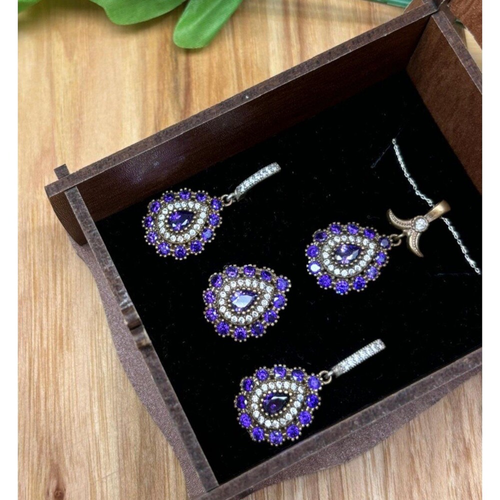 925 Sterling Silver Turkish Vintage Jewelry Set  for Women,NEW,Antique,Handmade